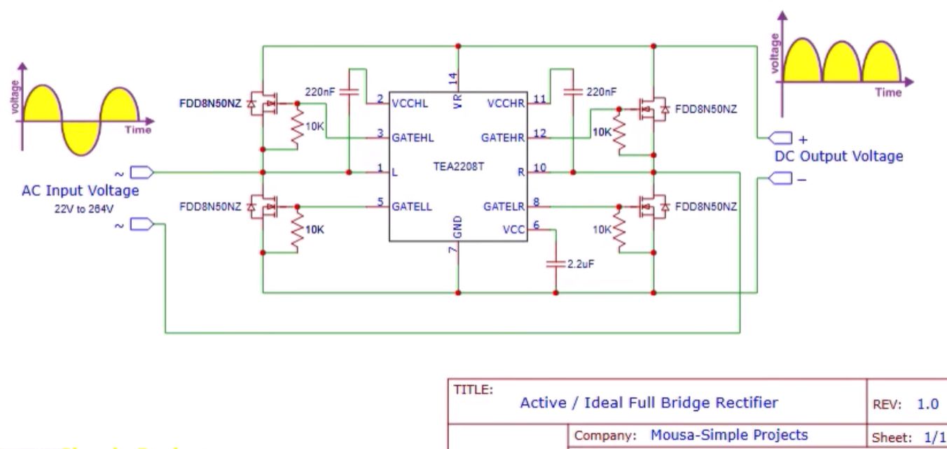 Active Ideal Full Bridge Rectifier Using TEA2208T