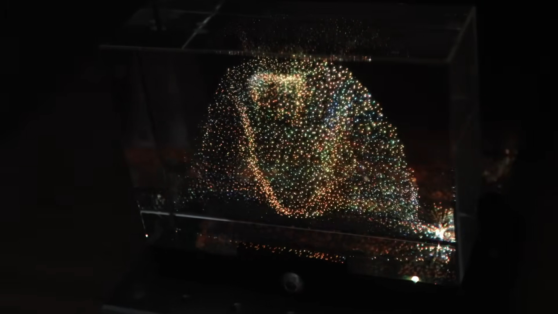 Volumetric Display With Lasers And Bubbly Glass