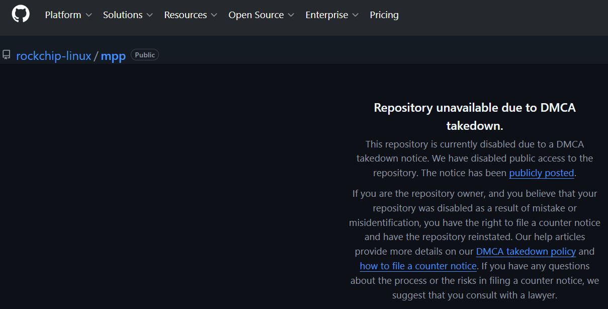 GitHub Disables Rockchip’s Linux MPP Repository After DMCA Request